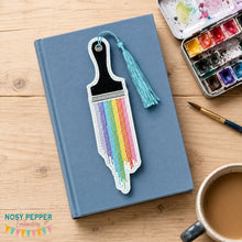 Load image into Gallery viewer, Paintbrush 5x7 bookmark/bag tag/ornament machine embroidery design DIGITAL DOWNLOAD