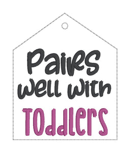 Parenting wine tags (set of 4 designs) machine embroidery design DIGITAL DOWNLOAD