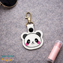 Load image into Gallery viewer, Panda snap tab (single and multi files included) machine embroidery design DIGITAL DOWNLOAD