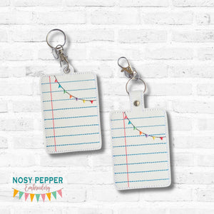 Paper lanyard card case machine embroidery design (eyelet and snap tab designs included) DIGITAL DOWNLOAD