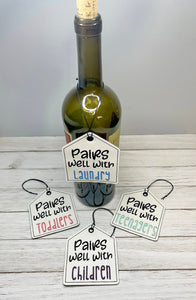 Parenting wine tags (set of 4 designs) machine embroidery design DIGITAL DOWNLOAD