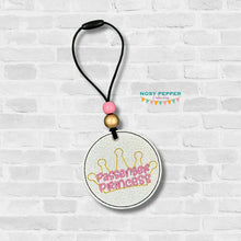 Load image into Gallery viewer, Passenger Princess double sided car tag machine embroidery design DIGITAL DOWNLOAD