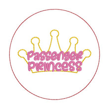 Load image into Gallery viewer, Passenger Princess double sided car tag machine embroidery design DIGITAL DOWNLOAD