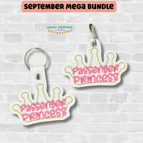 Passenger Princess snap tab and eyelet fob set (single and multi files included) machine embroidery design DIGITAL DOWNLOAD