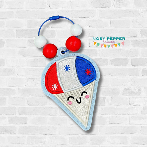 Patriotic Snow Cone applique bookmark/ornament/bag tag machine embroidery design DIGITAL DOWNLOAD