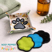 Load image into Gallery viewer, Paw applique ITH tray and wipe set --2026 Skill Builder Bundle--machine embroidery design (includes 2 sizes of trays and wipes) DIGITAL DOWNLOAD