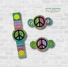 Load image into Gallery viewer, Peace Sign Shoe Charms 2024 Skill Builder 2.0 machine embroidery design single and multi files (3 versions included) DIGITAL DOWNLOAD
