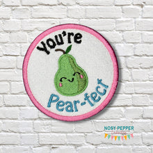 Load image into Gallery viewer, Pear-fect patch (2 sizes included) machine embroidery design DIGITAL DOWNLOAD