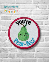 Load image into Gallery viewer, Pear-fect patch (2 sizes included) machine embroidery design DIGITAL DOWNLOAD