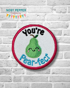 Pear-fect patch (2 sizes included) machine embroidery design DIGITAL DOWNLOAD