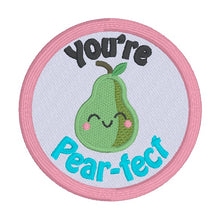 Load image into Gallery viewer, Pear-fect patch (2 sizes included) machine embroidery design DIGITAL DOWNLOAD