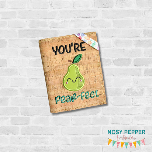 Pear fect applique Notebook Cover  (2 sizes available) machine embroidery design DIGITAL DOWNLOAD