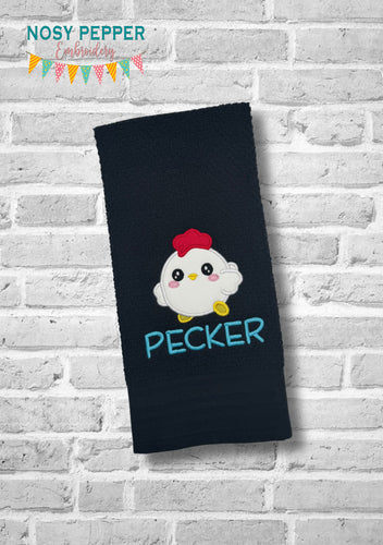 Pecker applique machine embroidery design (4 sizes included) DIGITAL DOWNLOAD