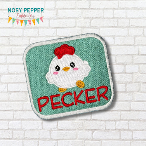 Pecker patch (2 sizes included) machine embroidery design DIGITAL DOWNLOAD
