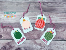 Load image into Gallery viewer, Peen Gift Tags (set of 4 designs) machine embroidery design DIGITAL DOWNLOAD