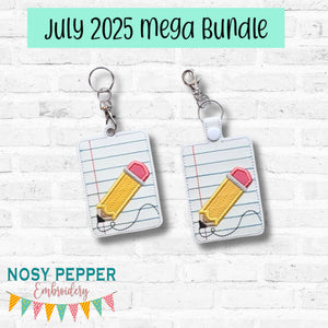 Pencil lanyard card case machine embroidery design (eyelet and snap tab designs included) DIGITAL DOWNLOAD