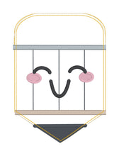 Load image into Gallery viewer, Pencil applique mug rug machine embroidery design (4 sizes and 2 versions included) DIGITAL DOWNLOAD