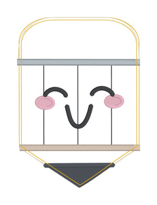 Pencil applique mug rug machine embroidery design (4 sizes and 2 versions included) DIGITAL DOWNLOAD