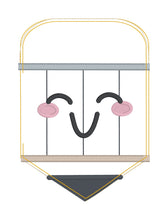 Load image into Gallery viewer, Pencil applique mug rug machine embroidery design (4 sizes and 2 versions included) DIGITAL DOWNLOAD