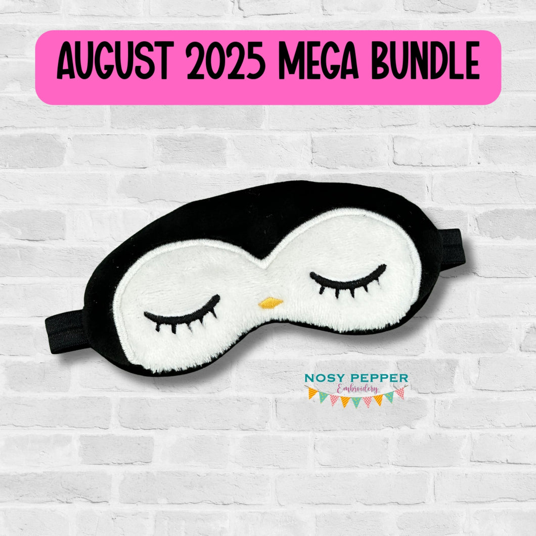 Penguin sleep mask machine embroidery design (2 sizes included) DIGITAL DOWNLOAD
