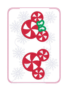 Peppermint Mouse applique set machine embroidery design (4 designs- Mugrug with 4 sizes, envelope and turned, and boy and girl designs with 5 sizes included)