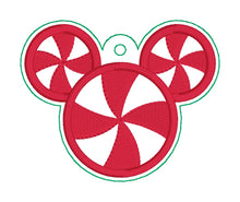 Load image into Gallery viewer, Peppermint Mouse ornament machine embroidery design DIGITAL DOWNLOAD