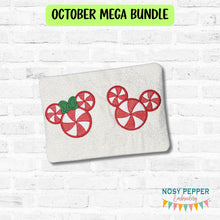 Load image into Gallery viewer, Peppermint Mouse applique set machine embroidery design (4 designs- Mugrug with 4 sizes, envelope and turned, and boy and girl designs with 5 sizes included)