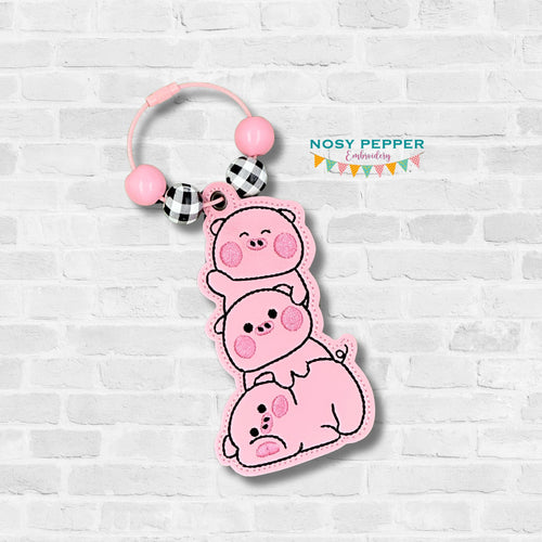Piggy Pile applique MAY 2024 Patreon Bundle bookmark/ornament/bag tag machine embroidery design DIGITAL DOWNLOAD