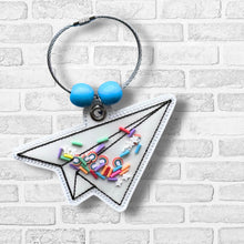 Load image into Gallery viewer, Plane shaker bag tag machine embroidery design DIGITAL DOWNLOAD