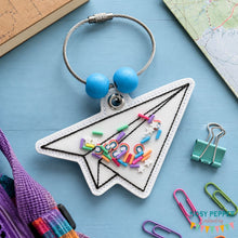 Load image into Gallery viewer, Plane shaker bag tag machine embroidery design DIGITAL DOWNLOAD