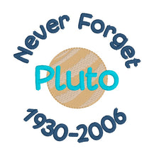 Load image into Gallery viewer, Pluto Never Forget Sketchy machine embroidery design (5 sizes included) DIGITAL DOWNLOAD