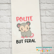 Load image into Gallery viewer, Polite But Feral machine embroidery design (4 sizes included) DIGITAL DOWNLOAD