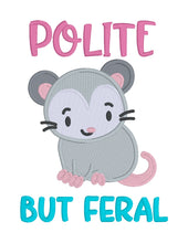 Load image into Gallery viewer, Polite But Feral machine embroidery design (4 sizes included) DIGITAL DOWNLOAD