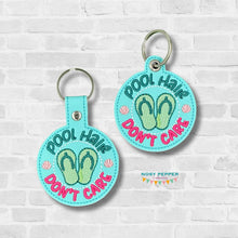 Load image into Gallery viewer, Pool Hair snap tab and eyelet fob set (single and multi files included) machine embroidery design DIGITAL DOWNLOAD
