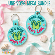 Load image into Gallery viewer, Pool Hair snap tab and eyelet fob set (single and multi files included) machine embroidery design DIGITAL DOWNLOAD