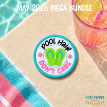Load image into Gallery viewer, Pool Hair patch (2 sizes included) machine embroidery design DIGITAL DOWNLOAD