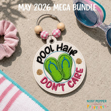 Load image into Gallery viewer, Pool Hair applique bag tag/ornament/bookmark machine embroidery design DIGITAL DOWNLOAD