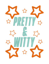 Load image into Gallery viewer, Pretty &amp; Witty appliqué machine embroidery design (4 sizes included) DIGITAL DOWNLOAD