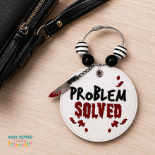 Load image into Gallery viewer, Problem Solved bag tag/ornament/bookmark machine embroidery design DIGITAL DOWNLOAD