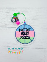 Load image into Gallery viewer, Protect Your Peace bagtag Oct 24 Mystery Bundle bookmark/ornament/bag tag machine embroidery design DIGITAL DOWNLOAD