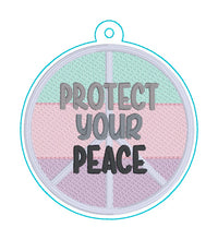 Load image into Gallery viewer, Protect Your Peace bagtag Oct 24 Mystery Bundle bookmark/ornament/bag tag machine embroidery design DIGITAL DOWNLOAD