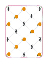 Load image into Gallery viewer, Pumpkin Quilted mug rug machine embroidery design (4 sizes, envelope and turned styles included) DIGITAL DOWNLOAD