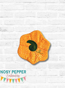 Pumpkin applique envelope style ITH Mug rug machine embroidery design (5 sizes included) DIGITAL DOWNLOAD