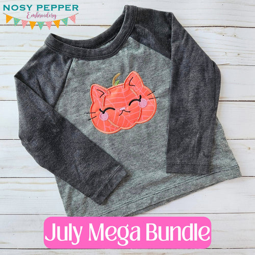 Pumpkin Cat applique machine embroidery design (5 sizes included) July 24 Mystery Bundle DIGITAL DOWNLOAD