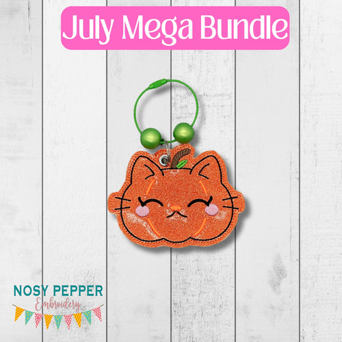 Pumpkin Cat July 24 Mystery Bundle bookmark/ornament/bag tag machine embroidery design DIGITAL DOWNLOAD