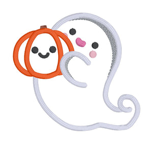 Pumpkin Ghost applique machine embroidery design (5 sizes included) DIGITAL DOWNLOAD