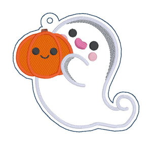 Pumpkin Ghost bookmark/ornament/bag tag machine embroidery design DIGITAL DOWNLOAD