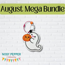 Load image into Gallery viewer, Pumpkin Ghost bookmark/ornament/bag tag machine embroidery design DIGITAL DOWNLOAD