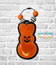 Load image into Gallery viewer, Pumpkin Peep applique bookmark/ornament/bag tag machine embroidery design DIGITAL DOWNLOAD