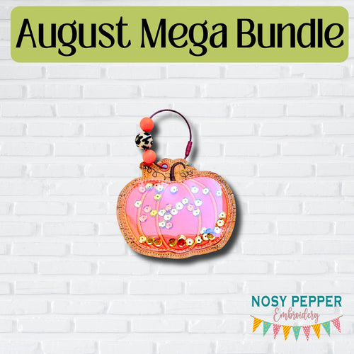 Pumpkin applique shaker bookmark/ornament/bag tag AUGUST PATREON BUNDLE machine embroidery design DIGITAL DOWNLOAD